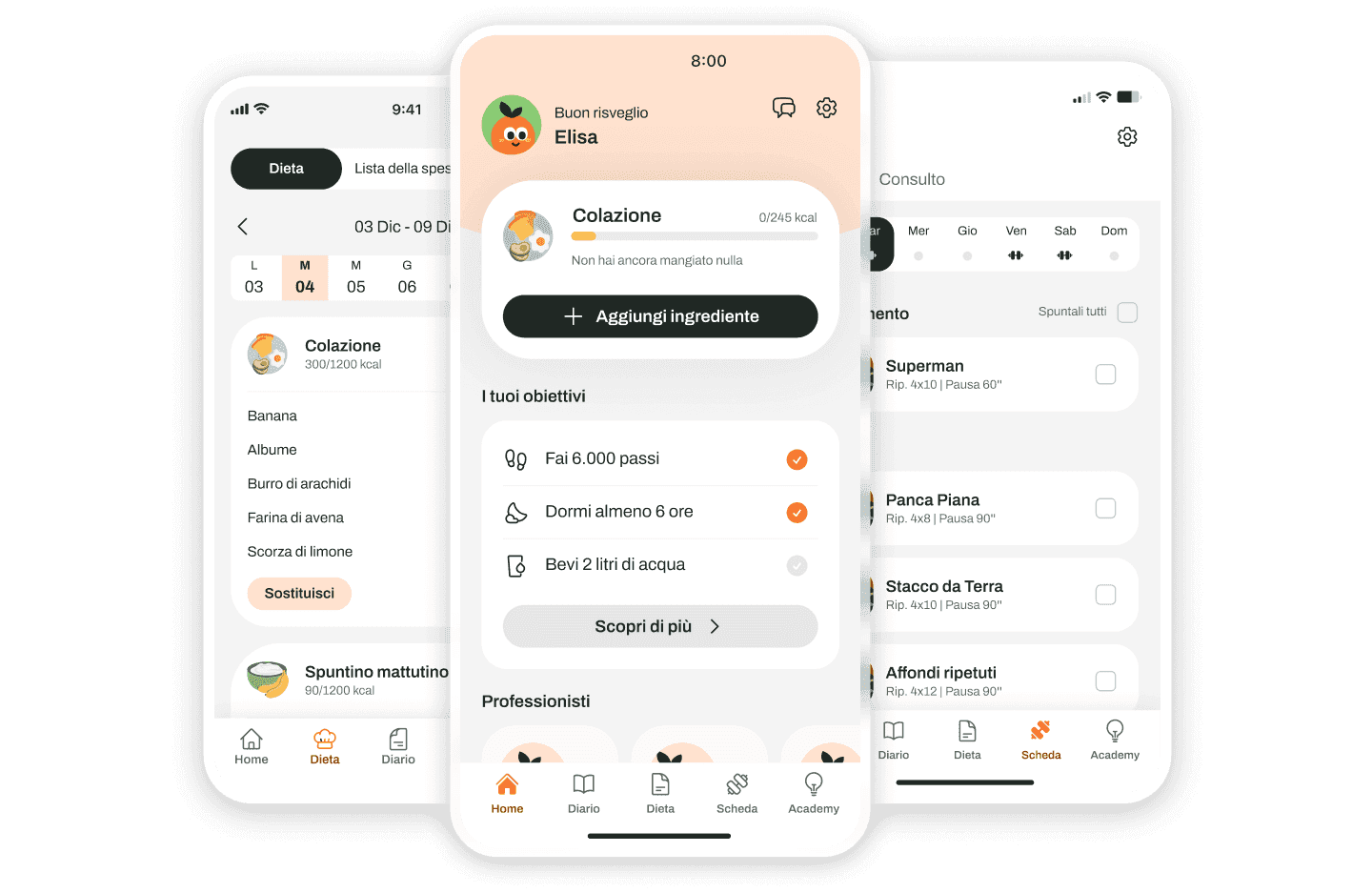 L'app Vita Health vista dal dipendente: dieta, azioni del giorno e scheda di allenamento
